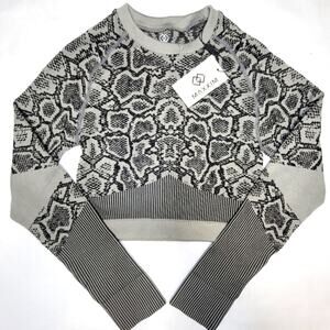 NWT MAXXIM Brand Snake Print Fitted Athletic Long Sleeve Crop Top